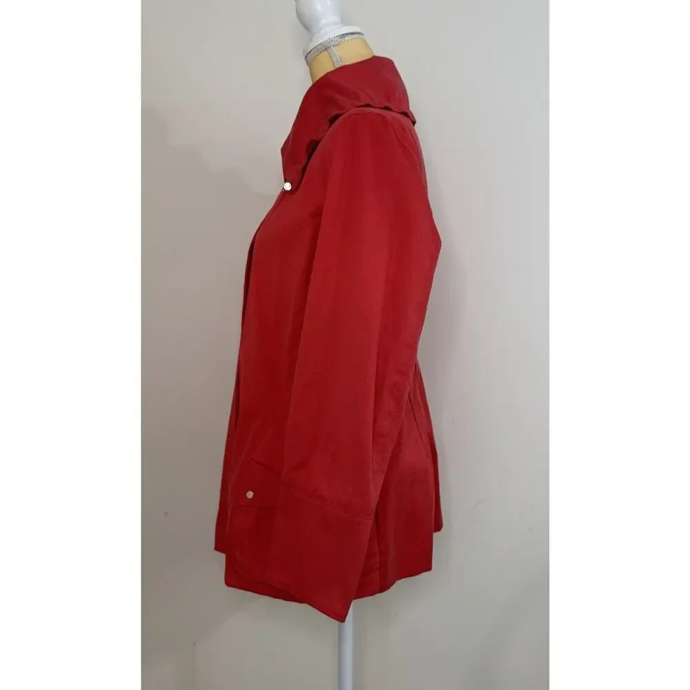 Carolina Herrera Cotton Spring Jacket Size Medium Red Coral Lined - Picture 7 of 15